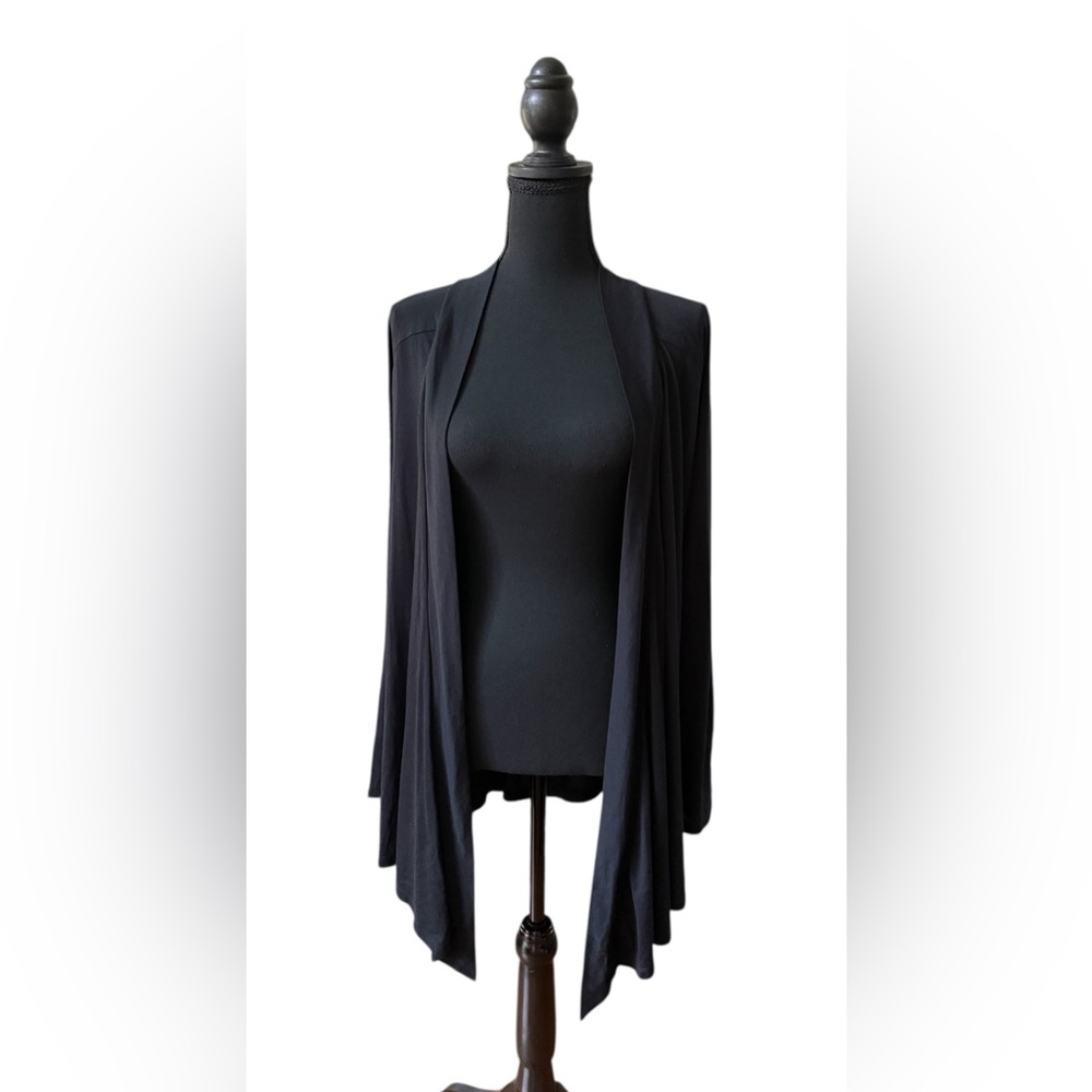 Alfani: Elegant Black Draped Open Front Cardigan
